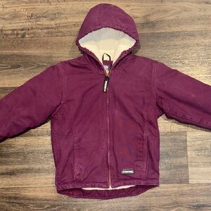 Berne Girls Purple Sherpa-Lined Softstone Duck Hooded Coat S(7-8)